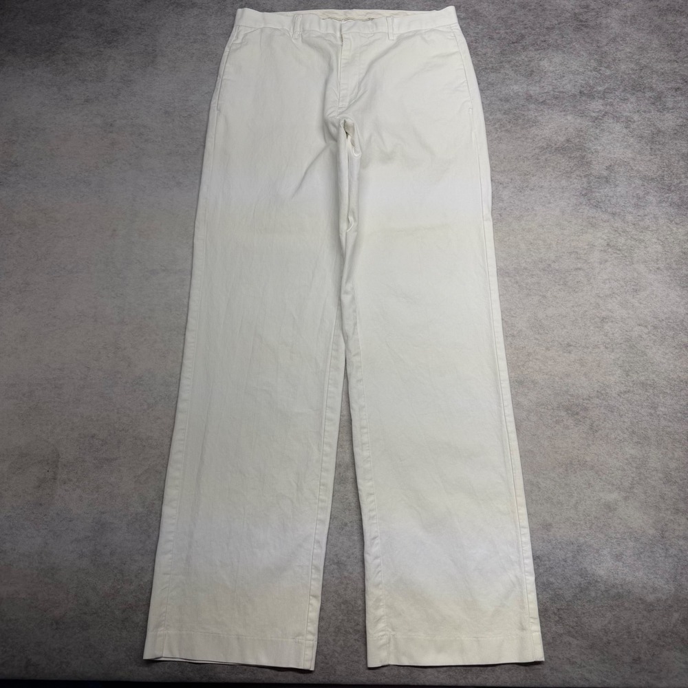 Calvin Klein Straight Fit Mens 32 White Fine Wale Corduroy Flat Front Pants